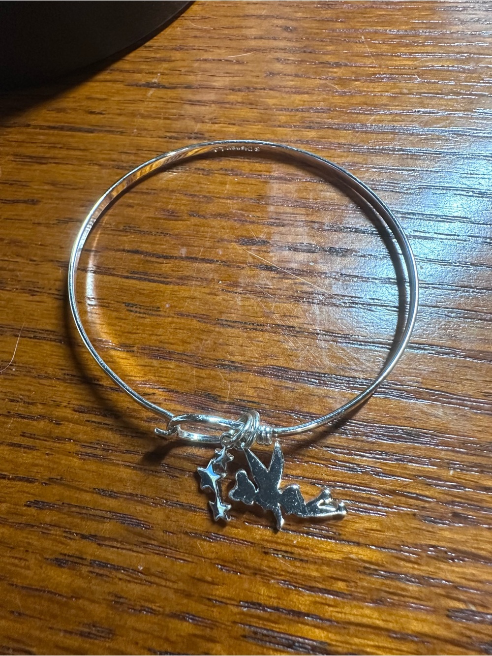 Disney Silvertone TinkerBell and Star Charm Bracelet EUC